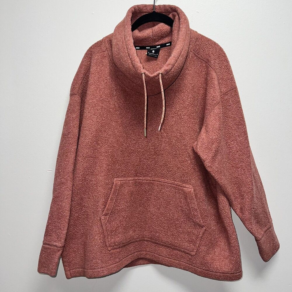 Women’s Nike Therma Fleece Long Sleeve Top Claystone Red CU6778-652 sz small